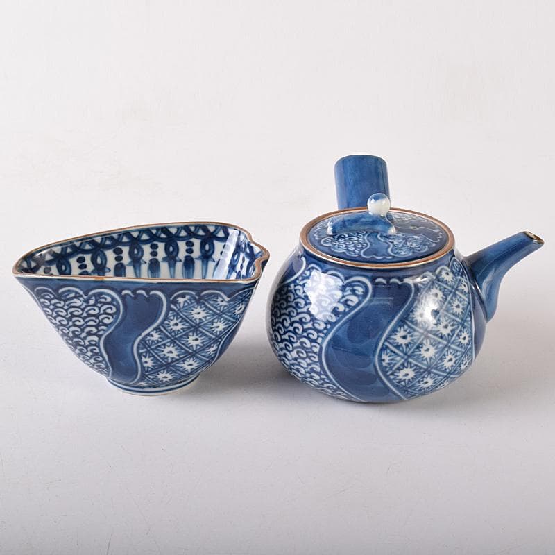 京焼　平安　加藤利昌作　祥瑞一閑人　茶器揃 　共箱　M　R8218