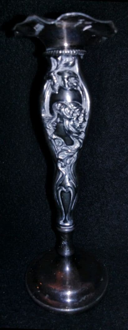 アール・ヌーヴォー ロココアンティークシルバー銀 花瓶フランスイギリス ミュシャ