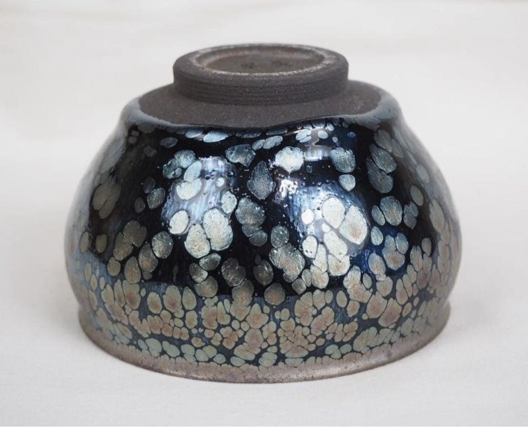 送料無料　建窯建盞 『周郡星』造 油滴建盞2客 天目茶碗 曜変天目証明書付・共箱