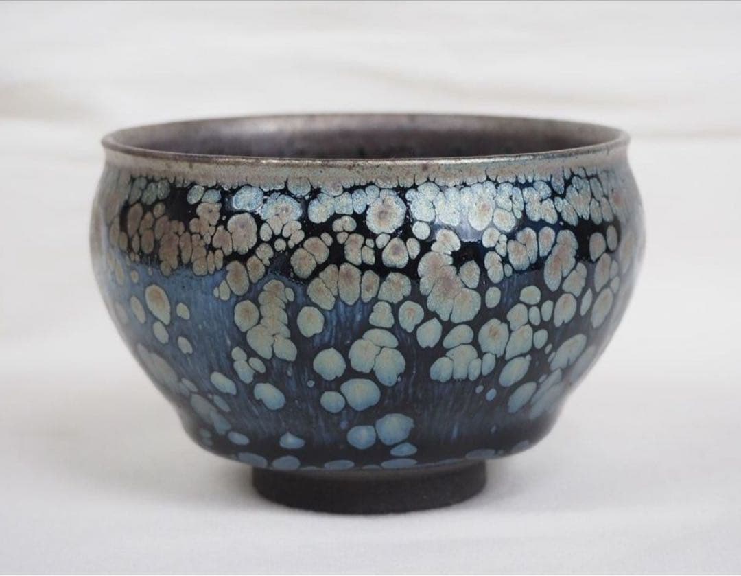 送料無料　建窯建盞 『周郡星』造 油滴建盞2客 天目茶碗 曜変天目証明書付・共箱