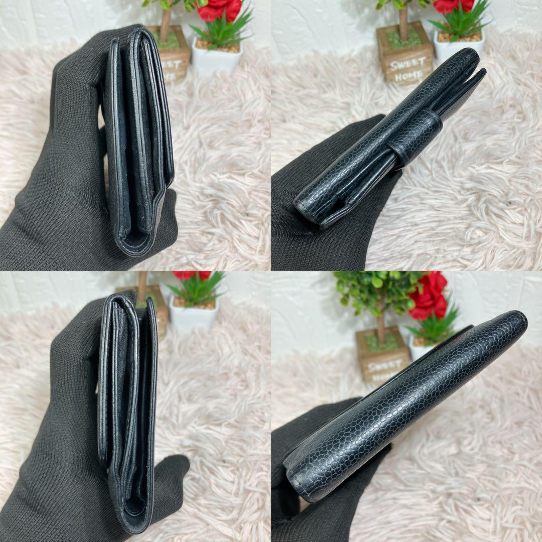 大人気 CHANEL 二つ折り財布 ココマーク キャビアスキン レザー Wホック