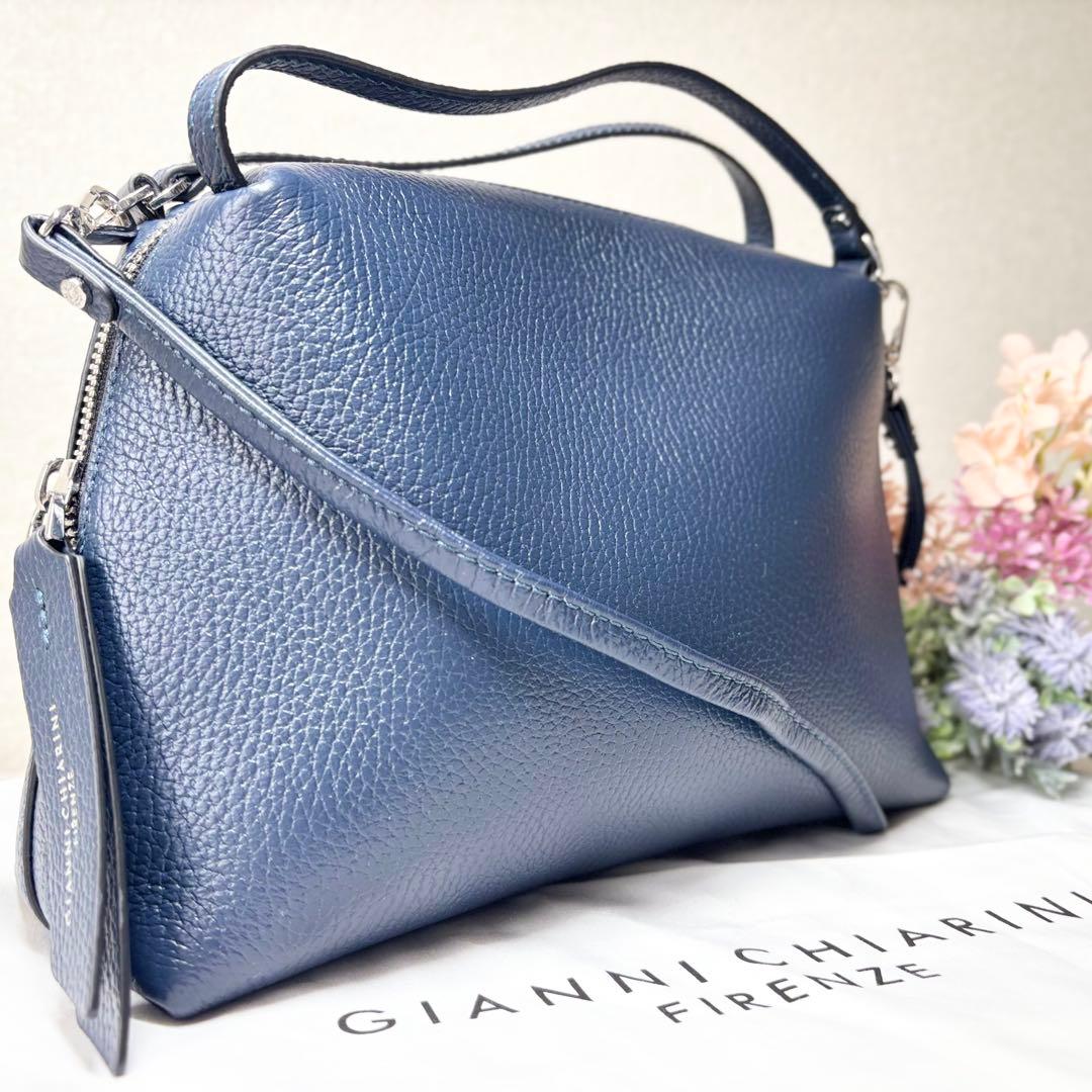 【未使用】　ジャンニキャリーニ　アリファM 2way ショルダーバッグ　ネイビー