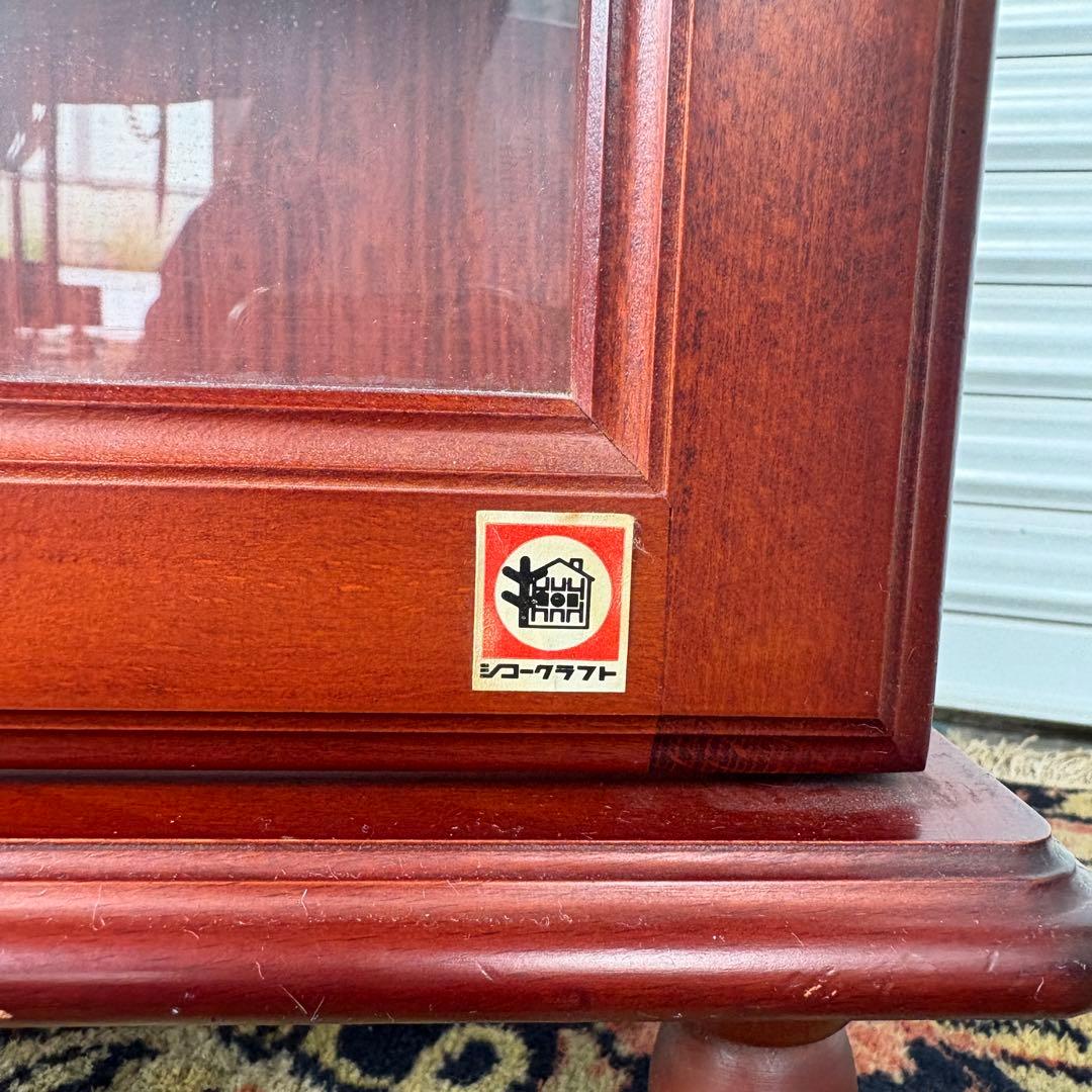 四国工芸　木製電話台・ファックス台 2段式 ブラウン ガラス棚 シコークラフト