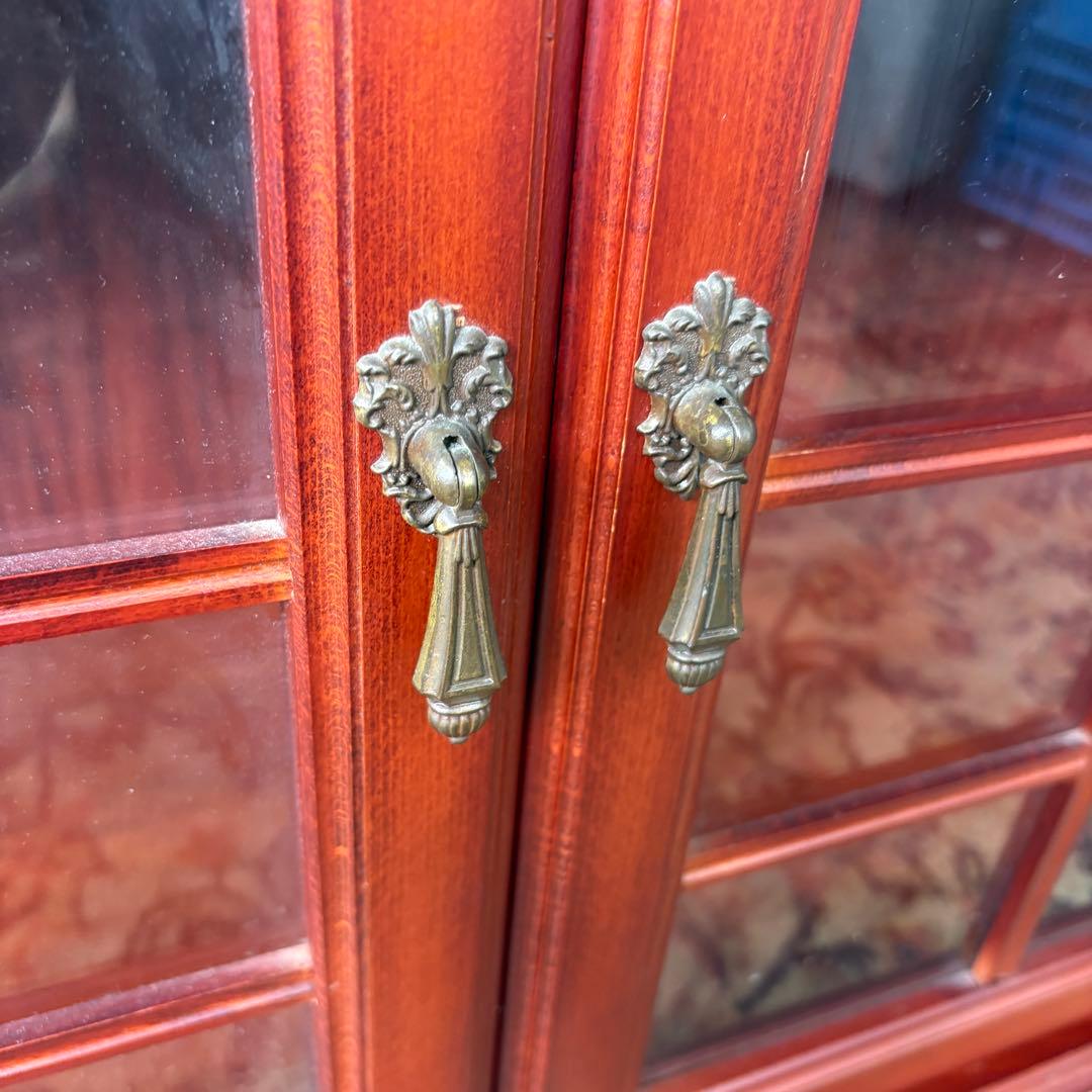 四国工芸　木製電話台・ファックス台 2段式 ブラウン ガラス棚 シコークラフト