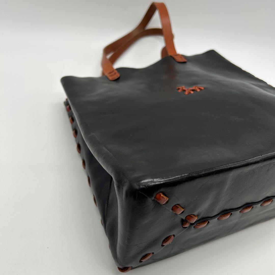 美品 アンリークイール Henry Cuir ハンドバッグ　犬 刺繍 黒