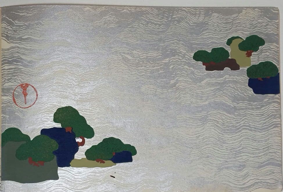 琳派神坂雪佳の稀版画図案画帖ちく佐（弐)図案版画12図柄揃い明治34年出版