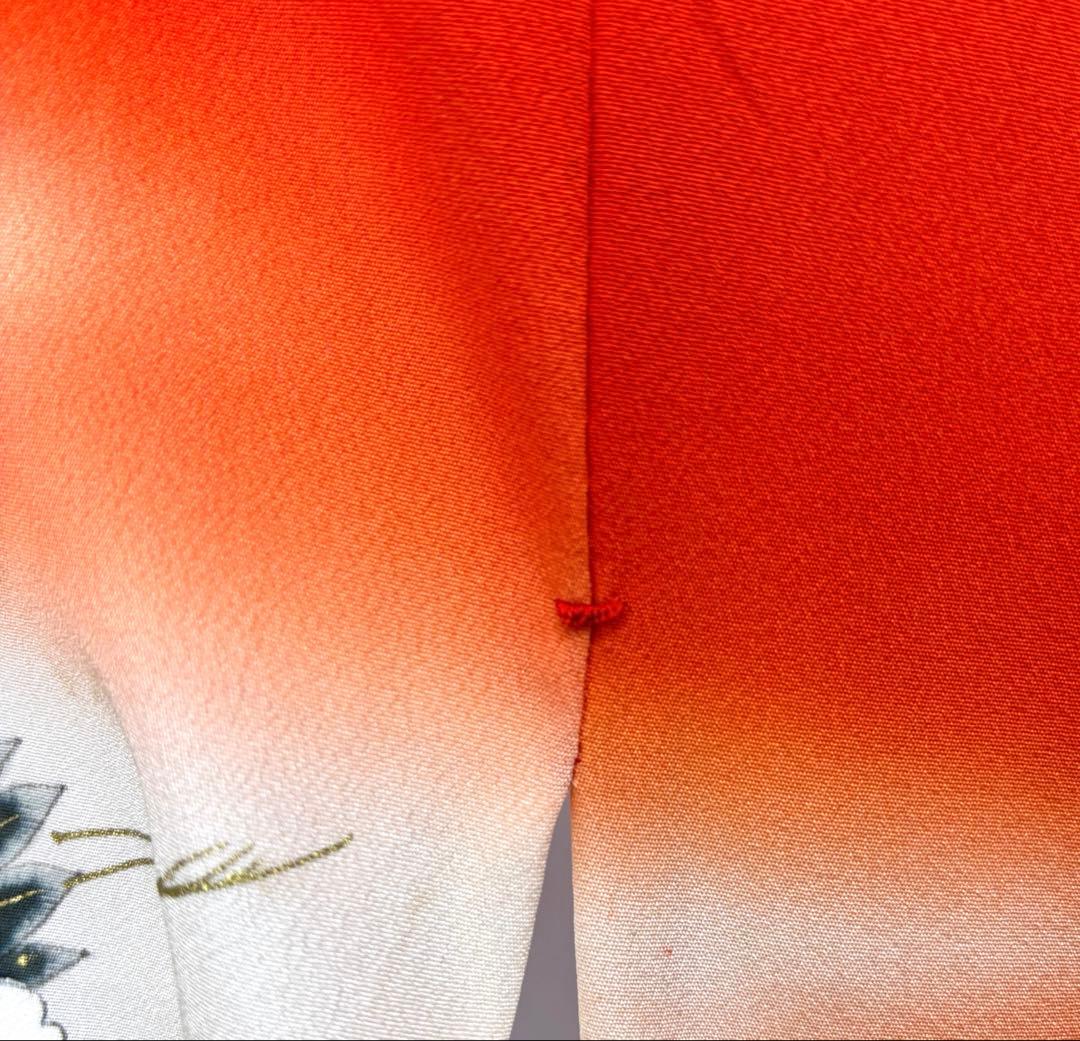 花嫁のれん　加賀のれん　鶴・松・梅／朱色・オフホワイト《こ241》#江戸小もーん