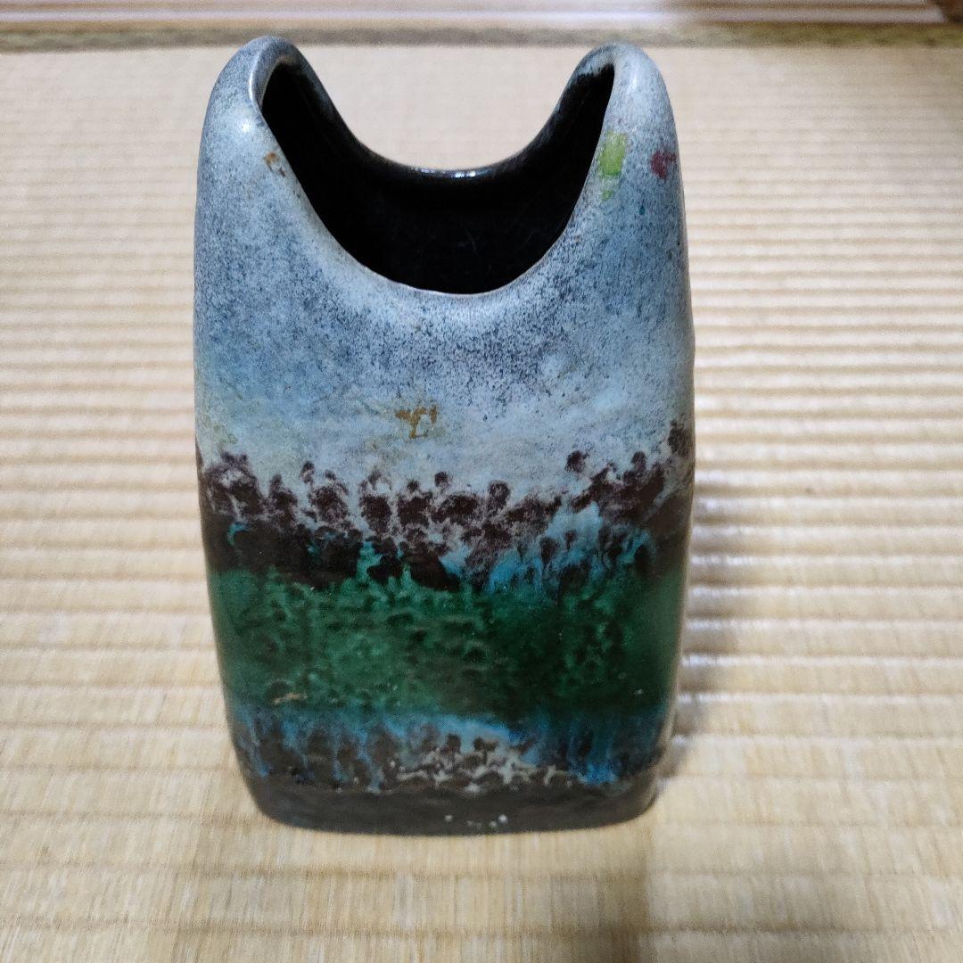 青緑色の陶器製花瓶　GERMANY
