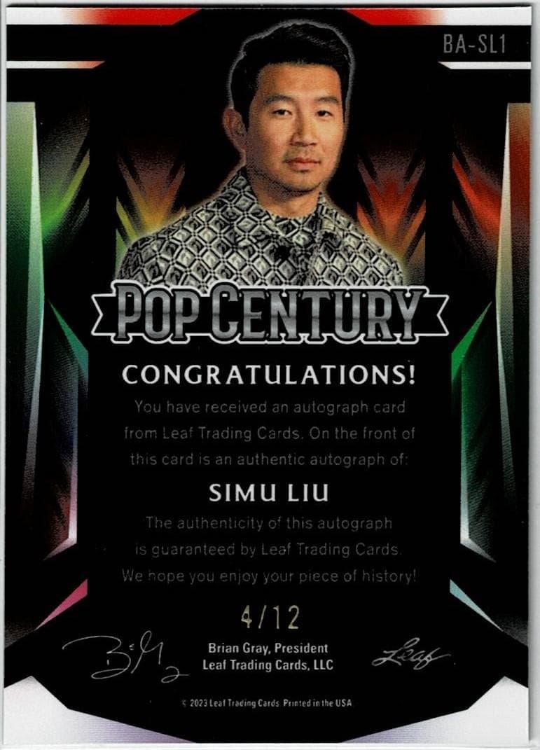 シム・リウ 23 LEAF 12枚限定直筆サインカード マーベル シャンチー