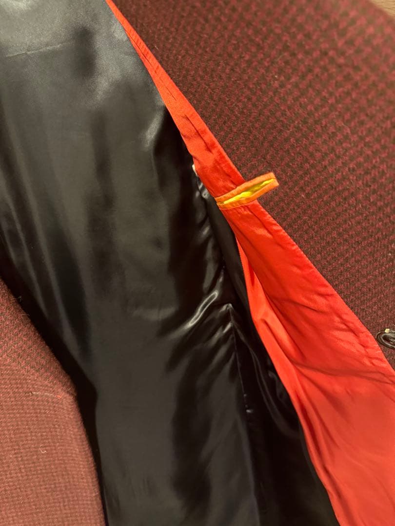 ポールスミスバーガンディ ダブルブレストコート オレンジストライプ