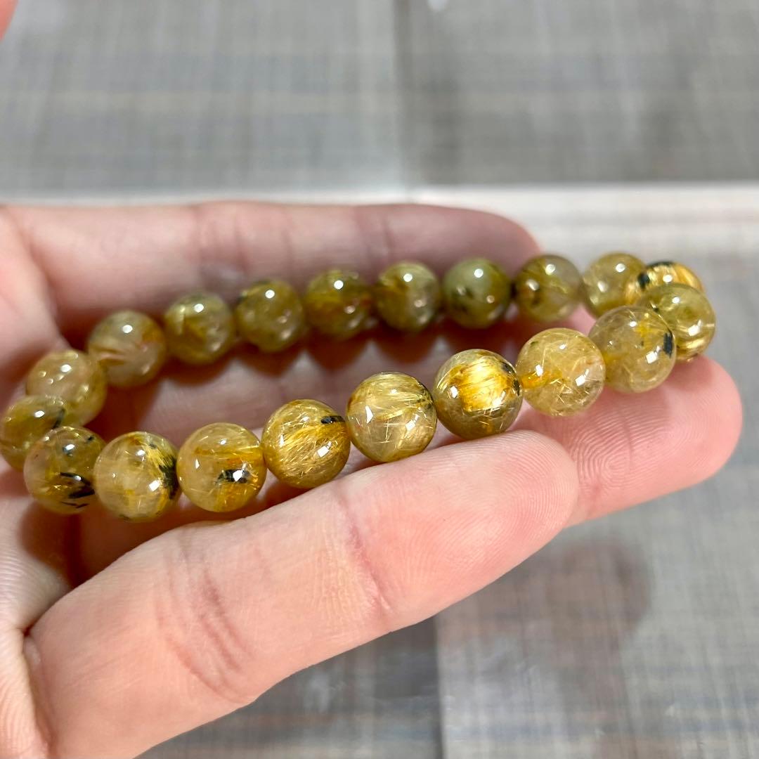 金運強　太陽放射ルチルブレスレット　ヘマタイト　ルチルクォーツ　2-1