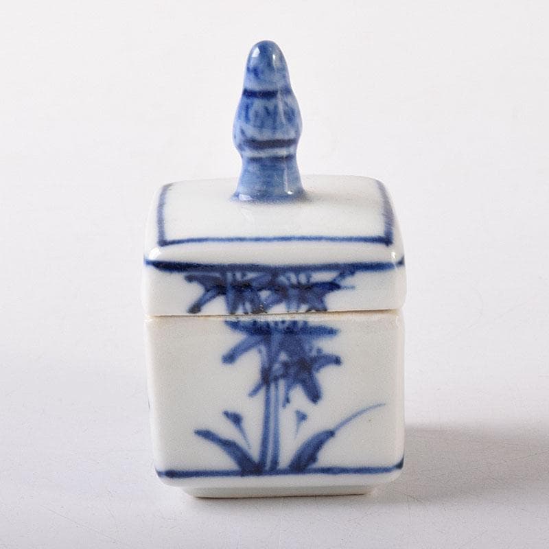 茶道具　京焼　平安　橋本龍岳造　染付　有馬筆　香合　共箱　V　7318