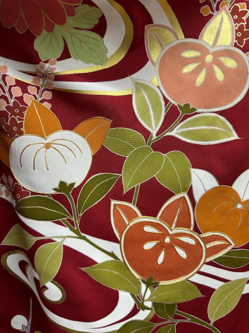 逸品 千總 赤地 刺繍 流水文 花 桐 振袖 川島織物 フルセット 松坂屋誂え