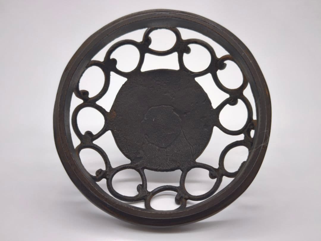 織田幸銅器 須賀月芳作 青銅製 香炉 玉型 霊芝耳 唐子足 螺鈿模様