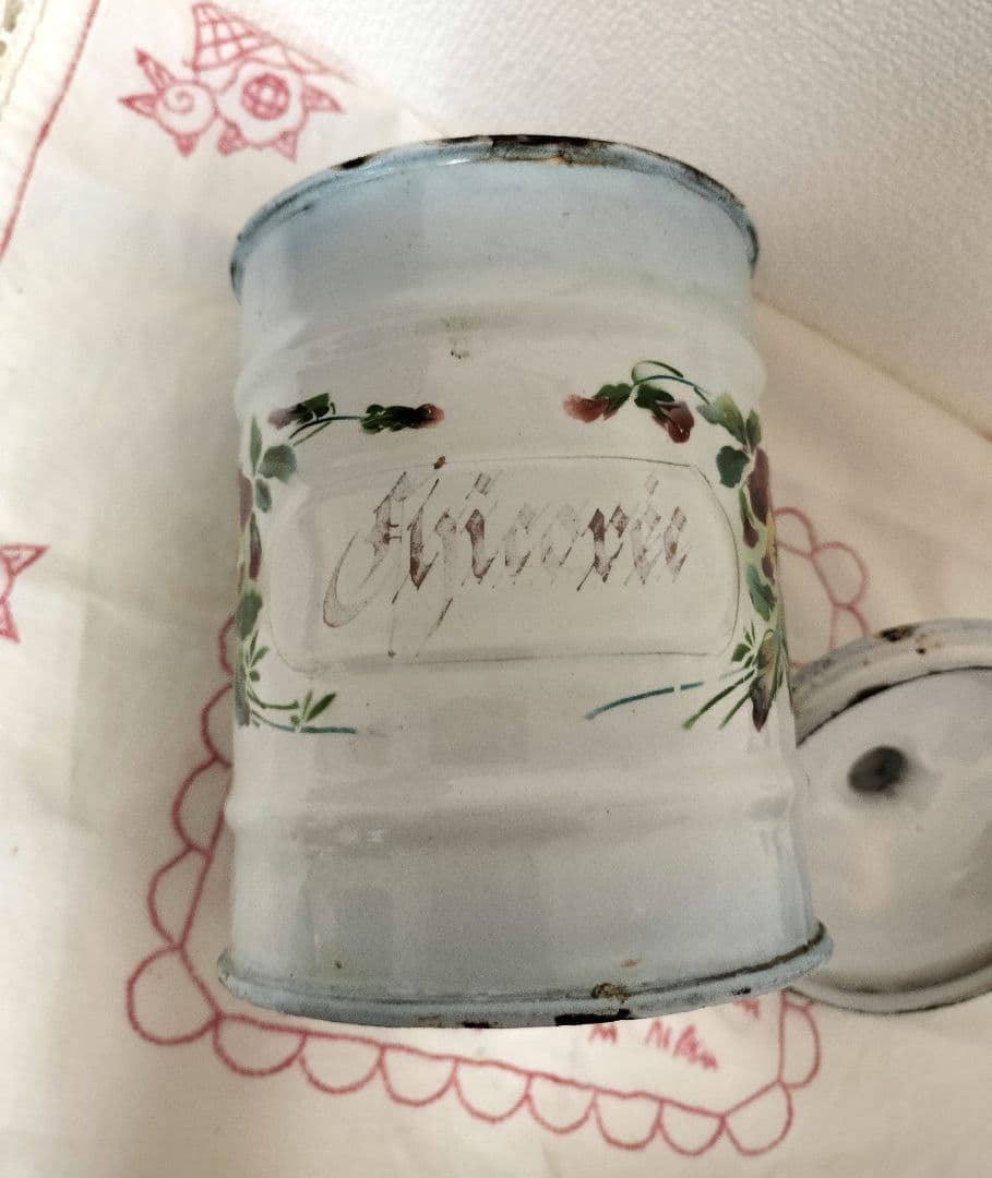 フランス JAPY ジャピー ホーロー キャニスター パンジー柄 アンティーク