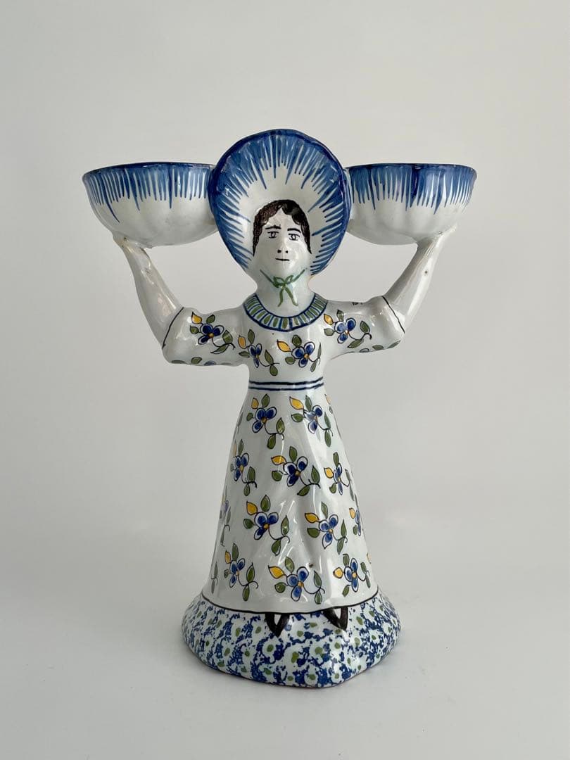 フランス アンティーク 陶器製 女性像 ボウル付き