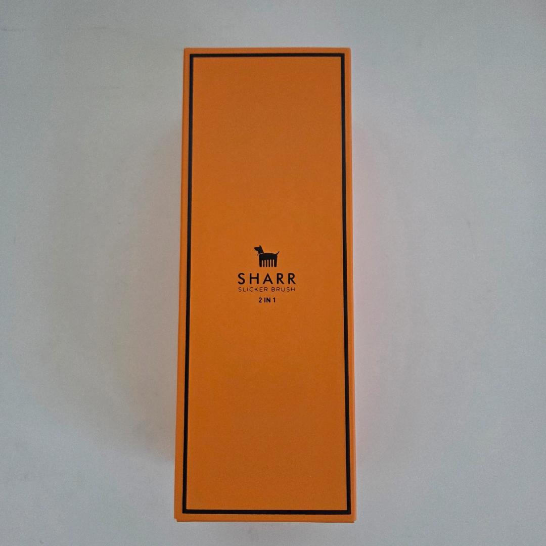 新品未使用 韓国発 SHARR ペットブラシ 黒 オレンジ 犬 猫 2in1