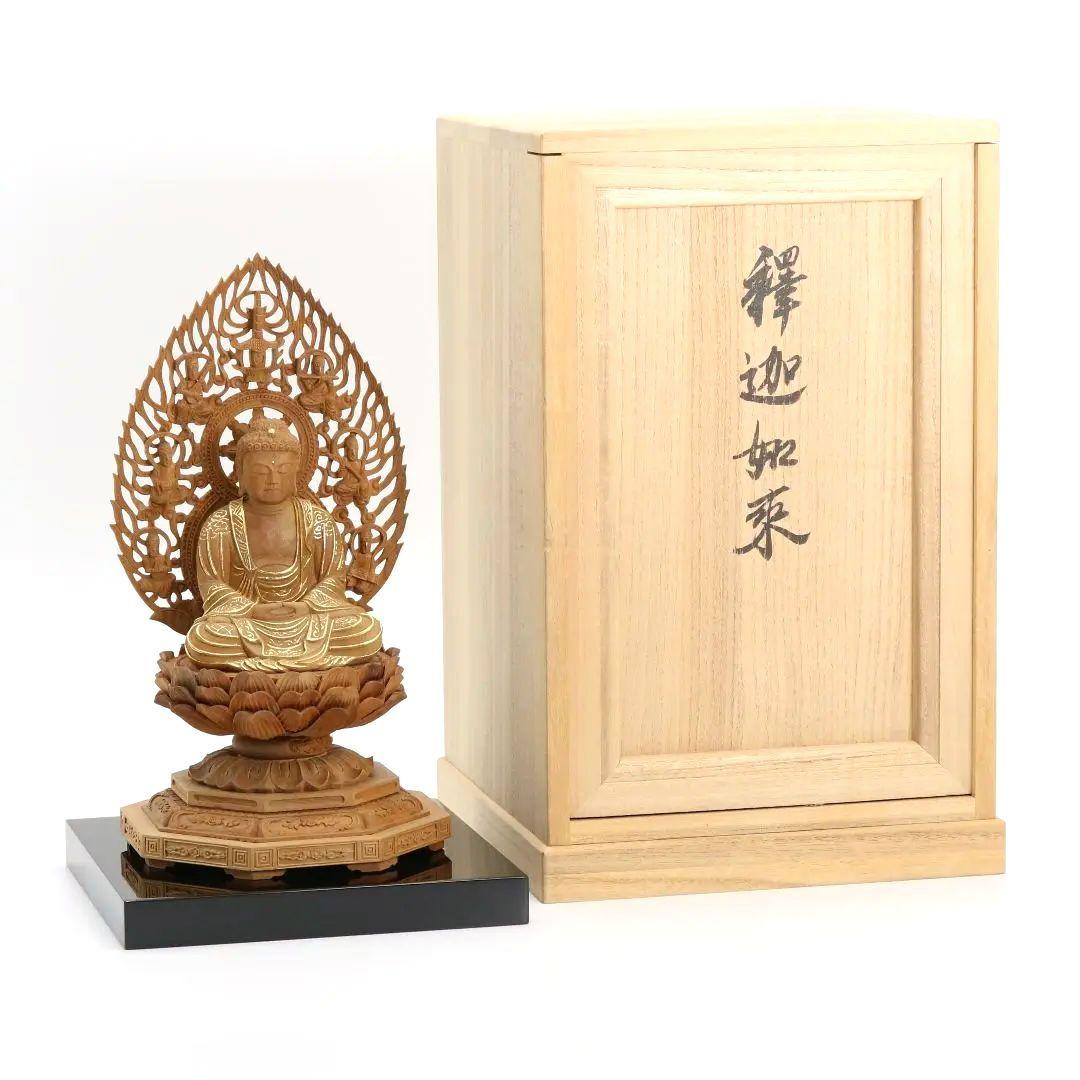 釈迦如来 有馬頼底(相國大龍)書付 臨済宗 白檀木彫仏像 仏教美術　UM131