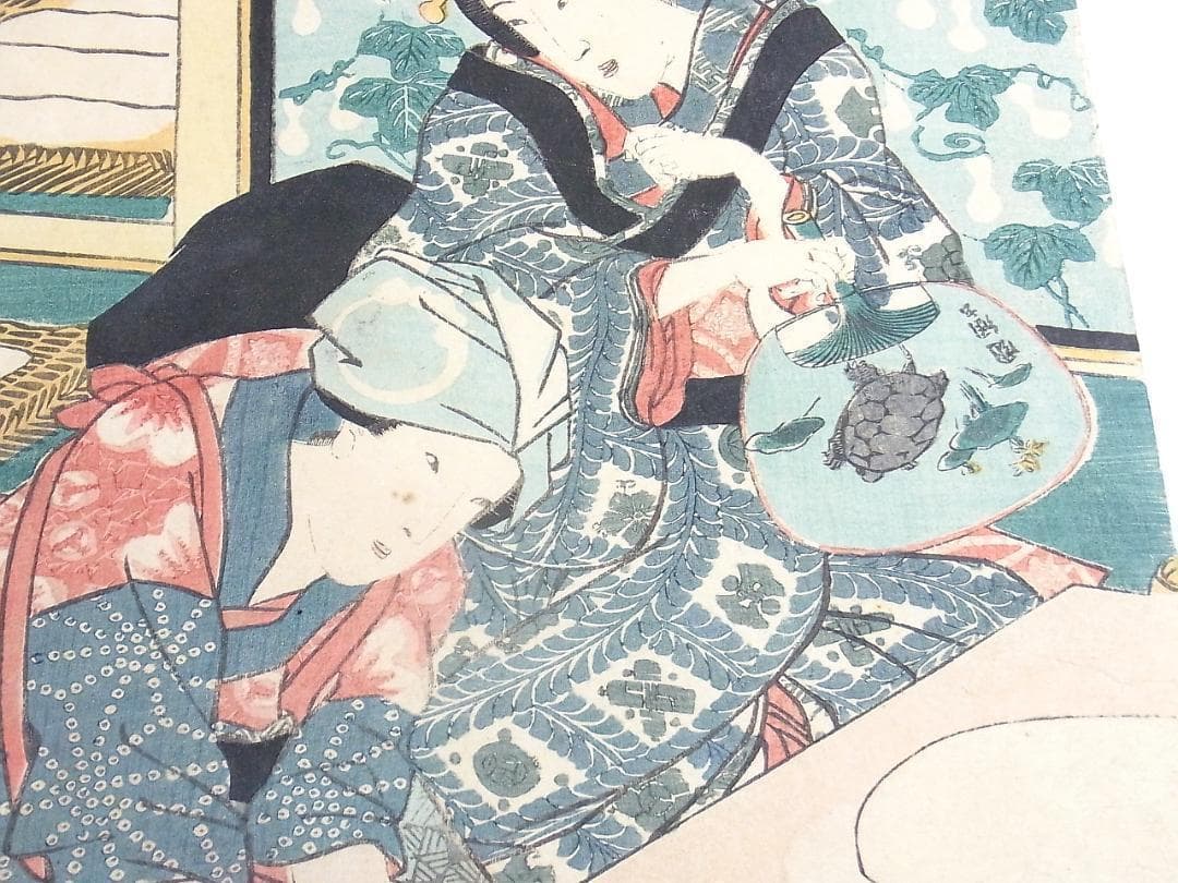 歌川国貞 浮世絵 木版画 餅つき風景2枚セット 年中行事 美人画 江戸時代