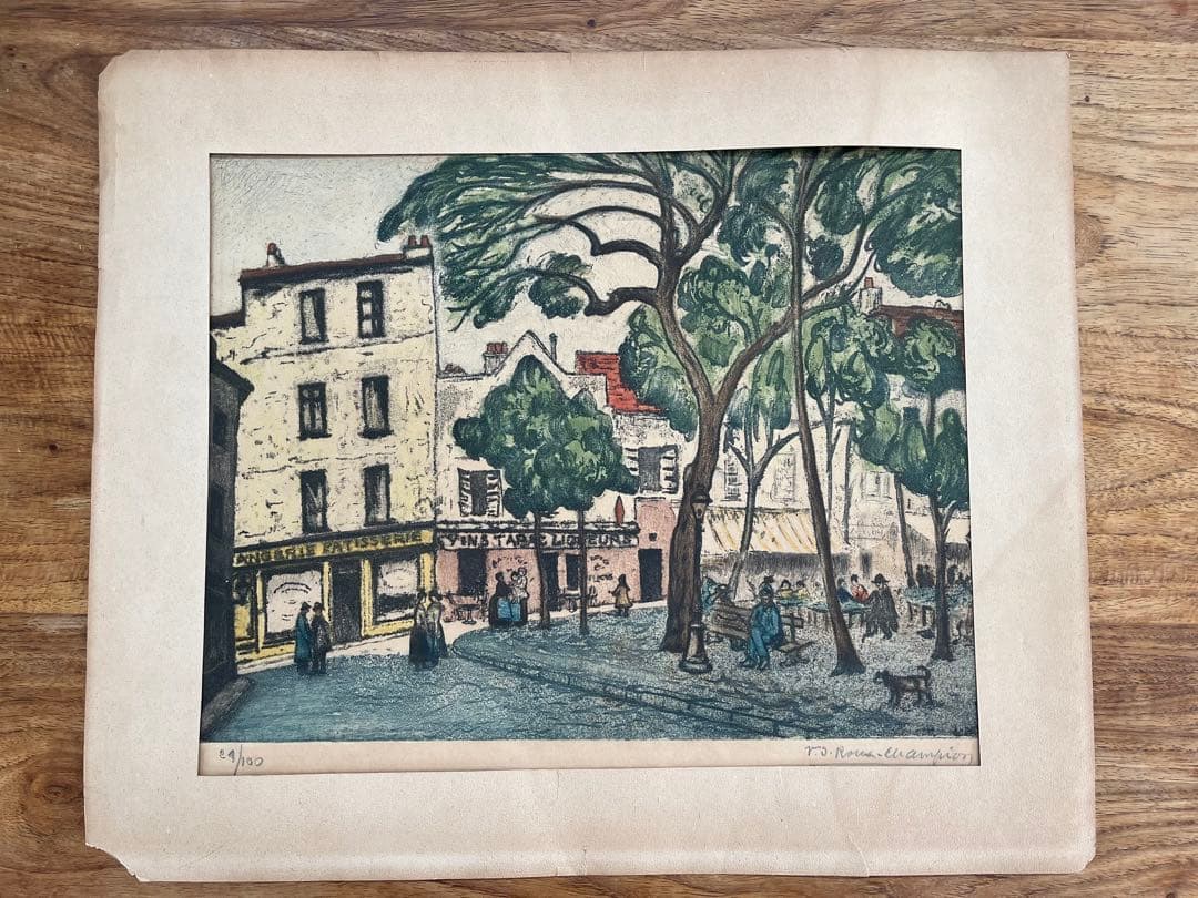 アンティーク　版画　サイン付き　No.入り