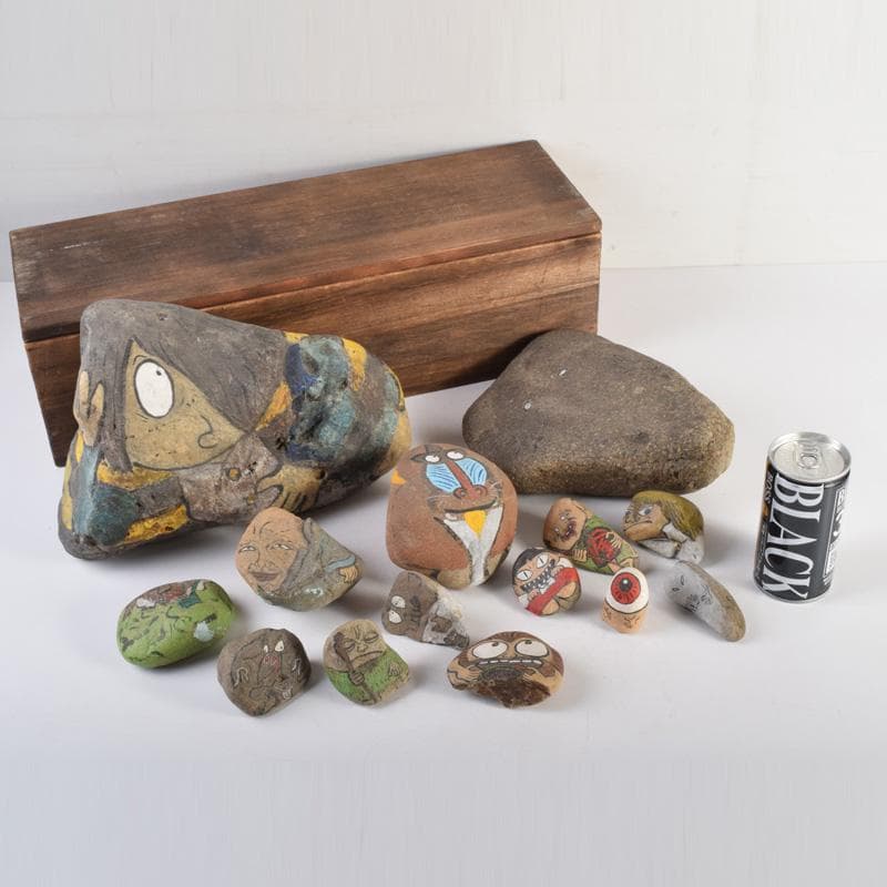 天然石　石絵　ゲゲゲの鬼太郎図　早銘　14点　M　8344A