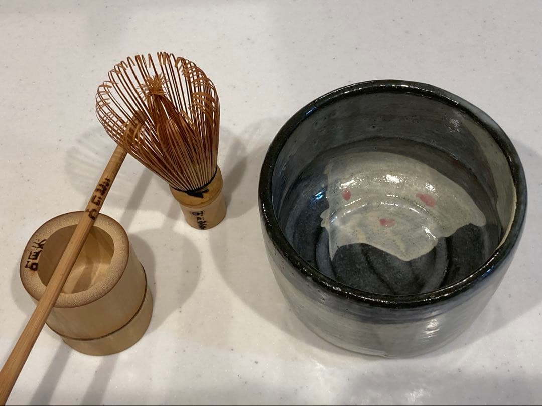 楽入窯　吉村楽入作　京焼・楽焼　抹茶茶碗　桜　茶盌　&　吐月峯 茶道具セット