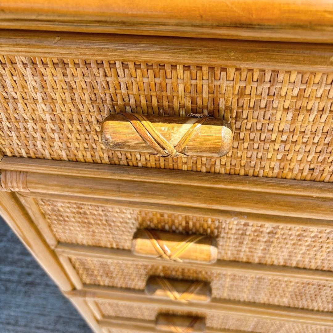 【希少家具】ラタン 籐 6段チェスト タンス ヴィンテージ