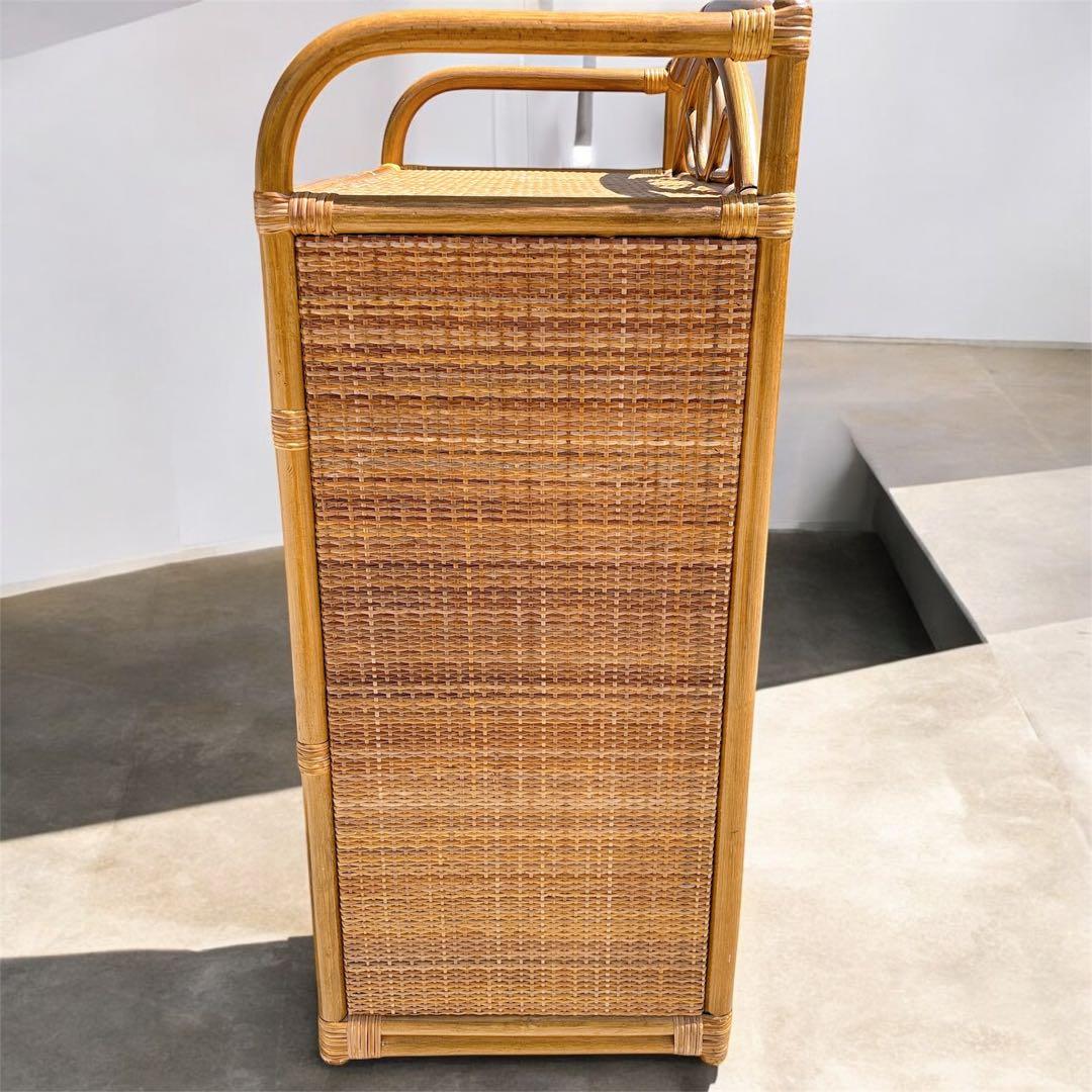 【希少家具】ラタン 籐 6段チェスト タンス ヴィンテージ