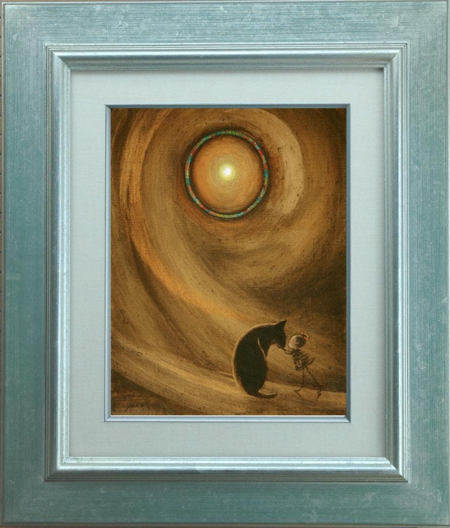 油絵 菅家令子 絵 絵画 インテリア F3-072819 祈り 犬(猫)と女の子