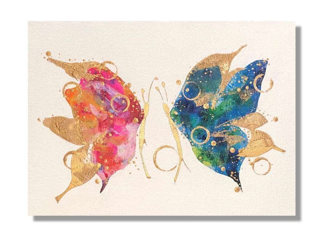 絵画　油絵　原画　蝶　北欧　カラフル　アート　インテリア　F4