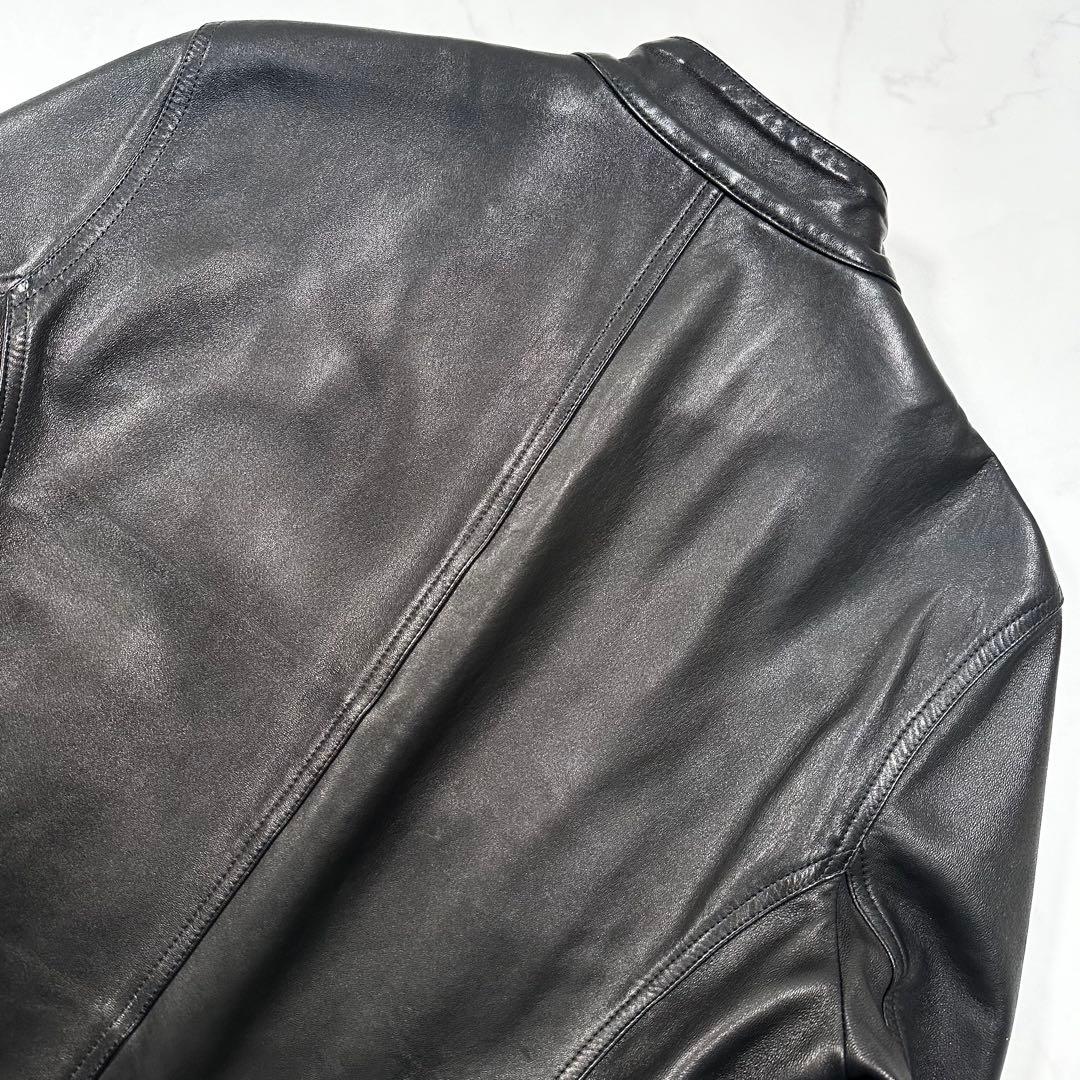 美品◎EMMETI JURI 44 シングルライダースジャケット ラムレザー 黒