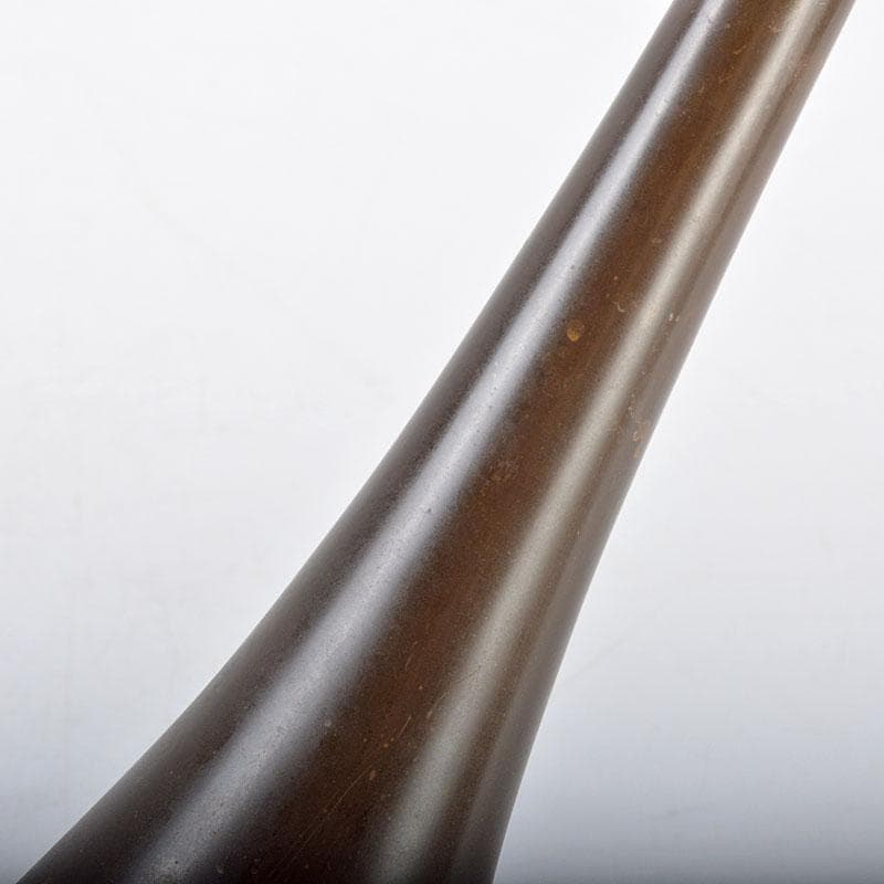 平安　秦蔵六造　青銅　鶴首花生　共箱　M　R4420