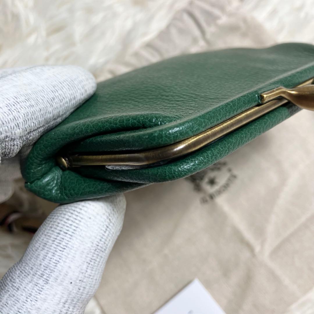 【未使用級】イルビゾンテ＊がま口 ケース レザーグリーン