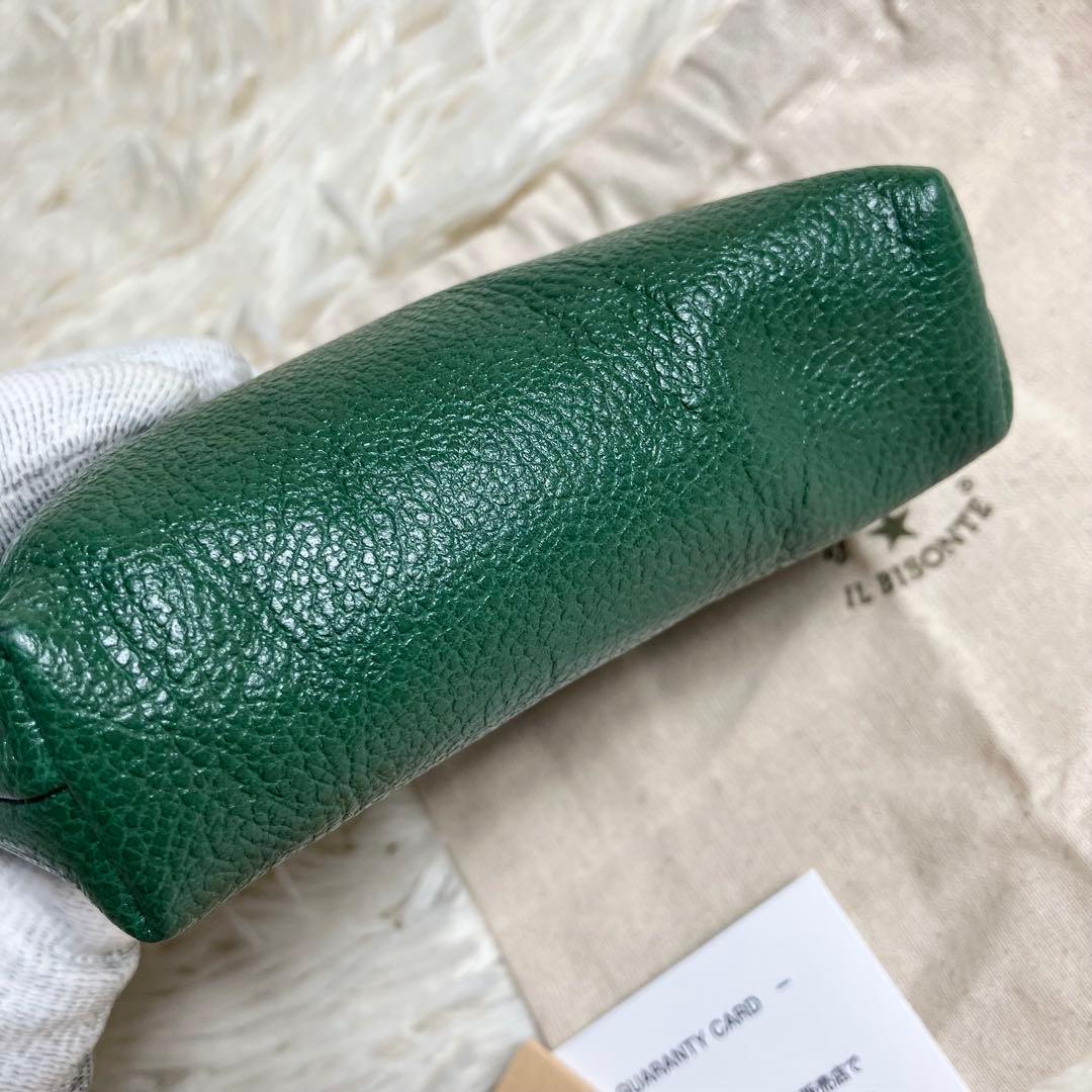 【未使用級】イルビゾンテ＊がま口 ケース レザーグリーン