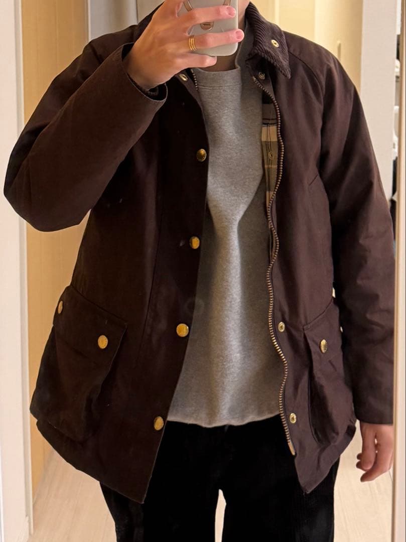 Barbour ブラウンジャケット コーデュロイ襟　slビデイル34