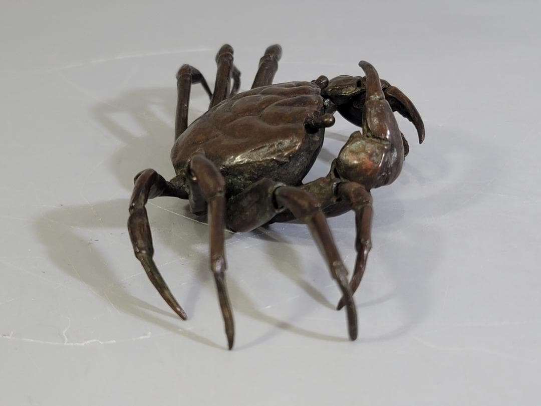 古銅 蟹 自在 盆石飾り 在銘 置物 DT613