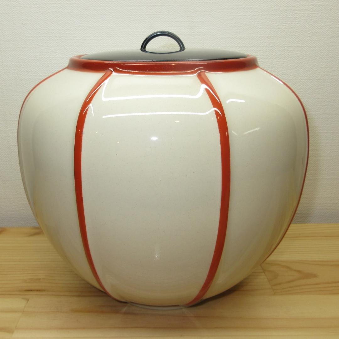 送料込【逢絢亭・新品】茶道具 水指 京焼 雪洞水指 真塗の塗蓋 楽山作 共箱入り