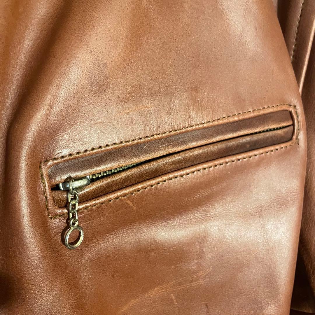 良品 90s ビンテージ シングル レザー ライダースジャケット US40