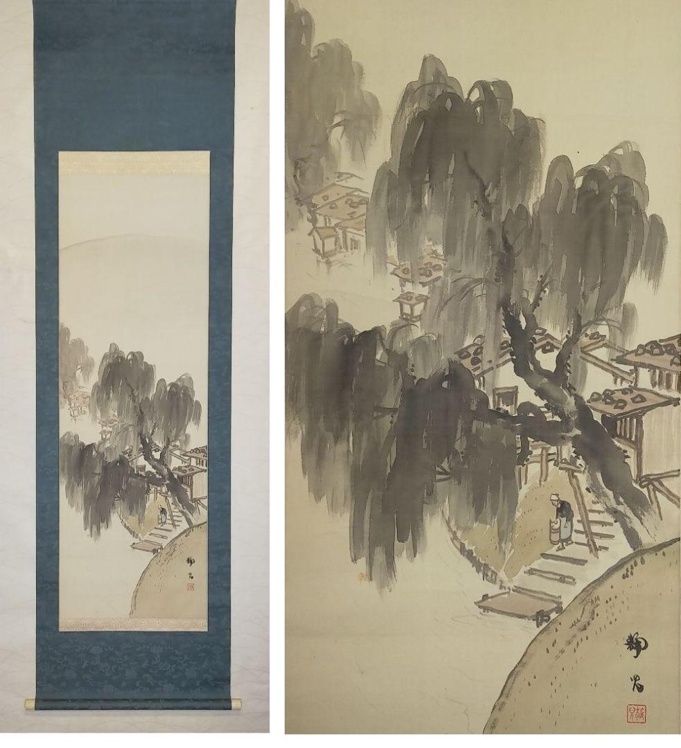 ♥掛軸　加藤清児　山水図　共箱付き　掛け軸　骨董品