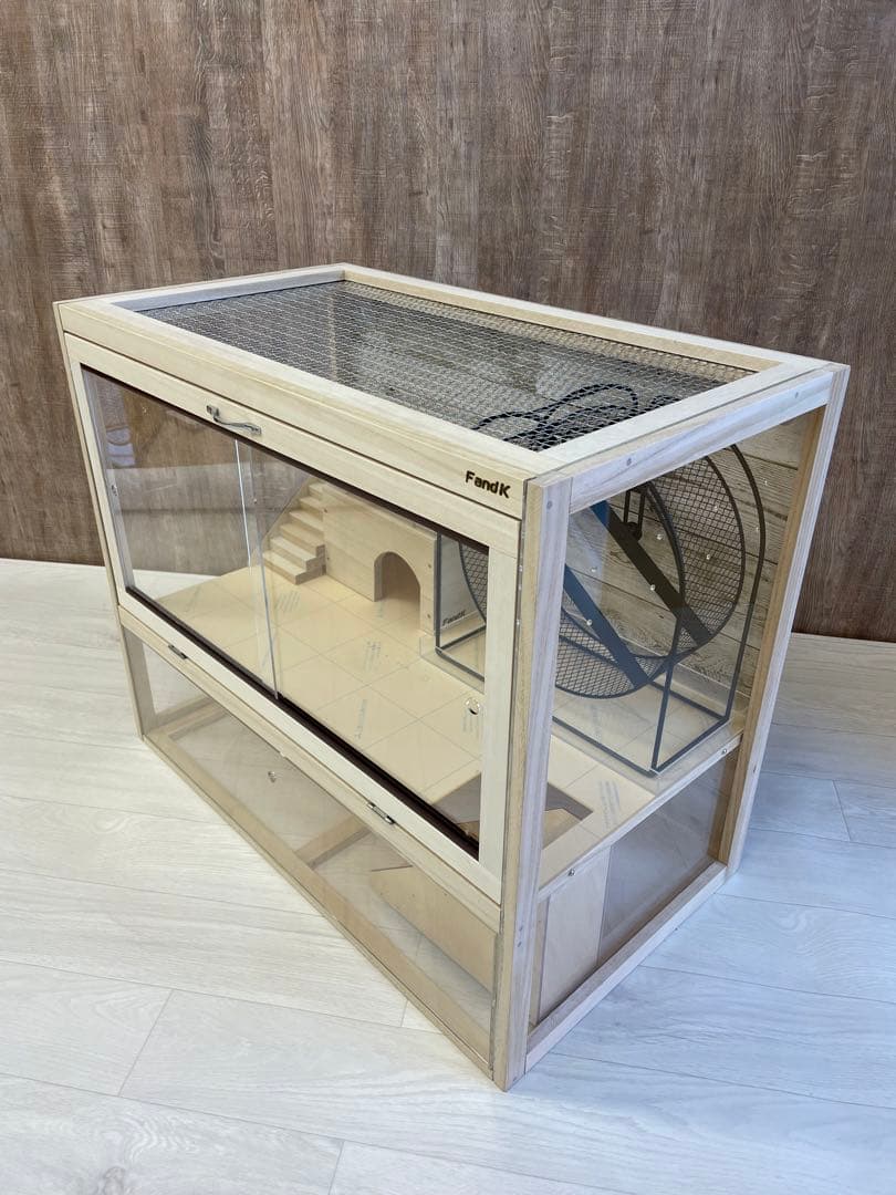 ＦandＫ爬虫類木製ケージ　ハリネズミ2階建仕様　800×450×670