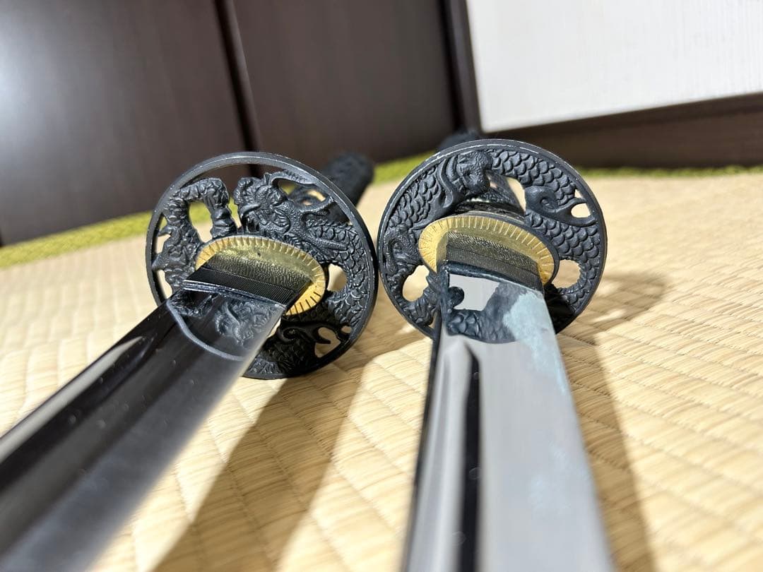 模造刀 太刀 脇差し 2本セット！　※刀身に樋あり（バラ売り不可）【M02】