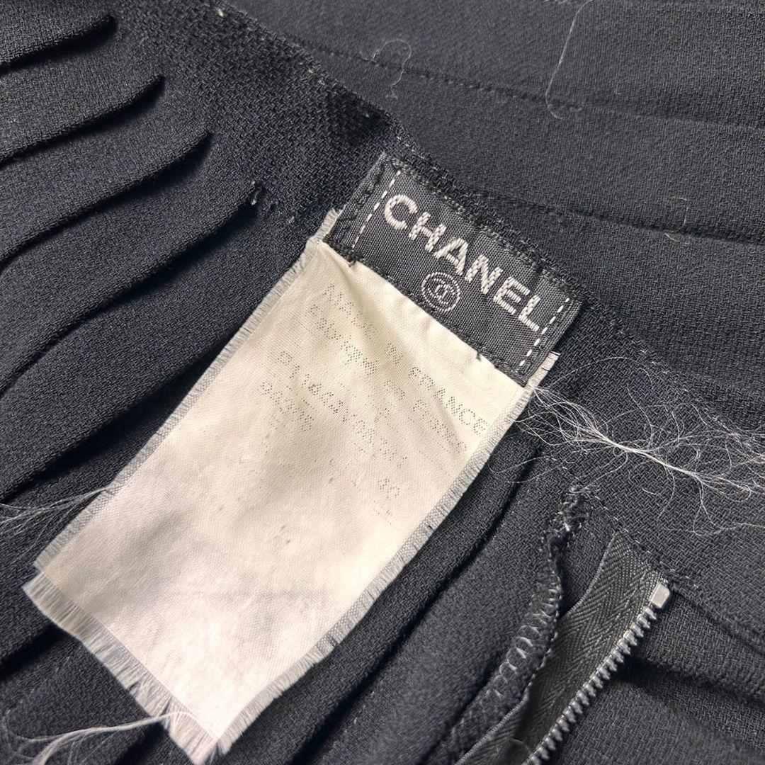 【美品】 CHANEL シャネル ココマーク プリーツ スカート ブラック 40