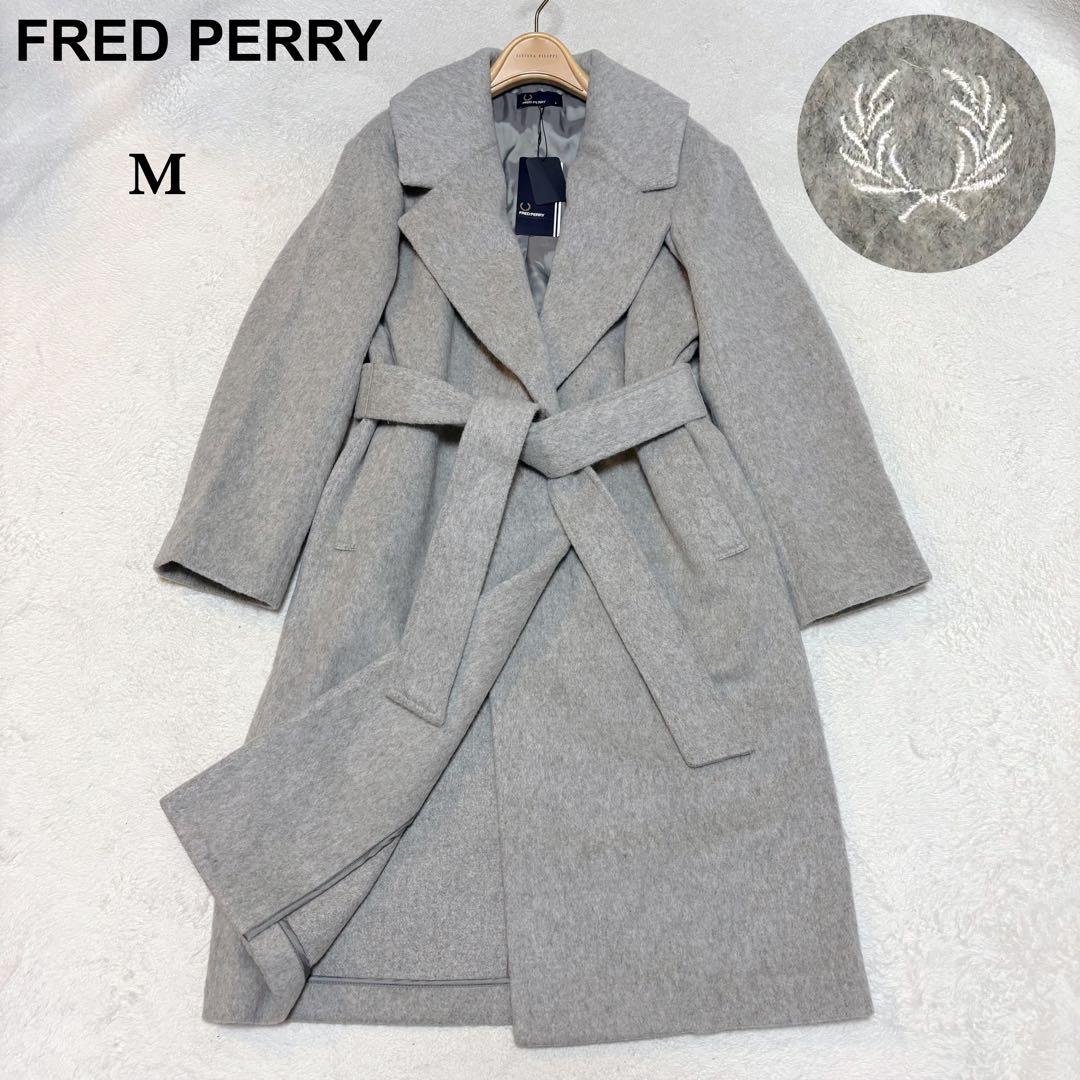 【タグ付新品】フレッドペリー ウールモッサ ベルト付きチェスターコート グレー