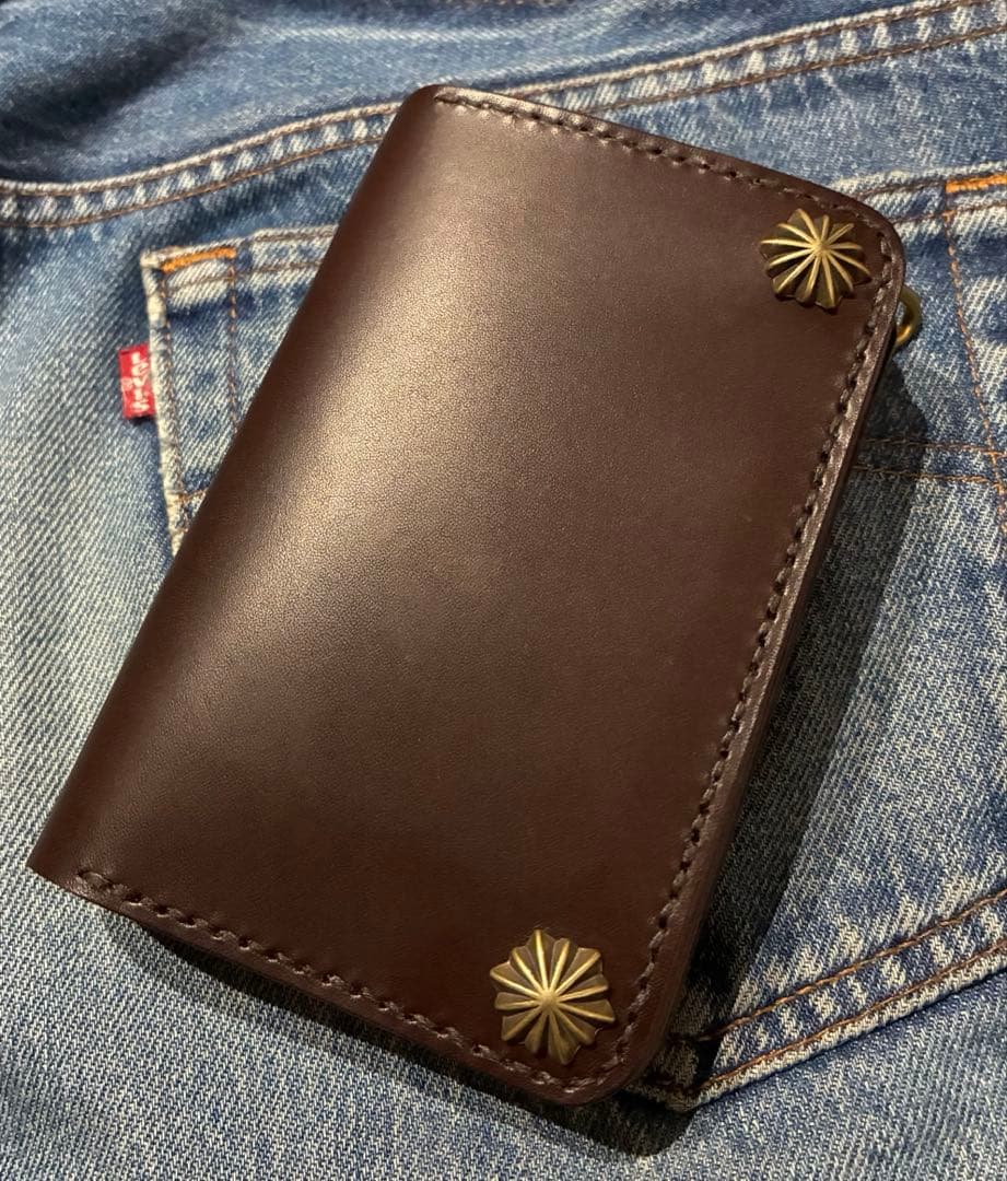 トラッカーウォレット　ミドル　イタリアンレザーブルガロ　アポロコンチョ※即納品