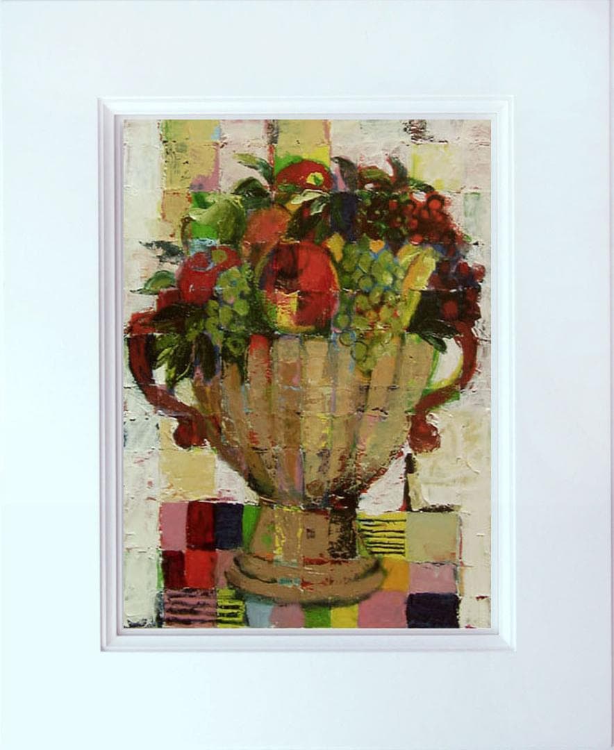 油絵 菅家令子 絵 絵画インテリア 額付(白) uF6-113002 静物 果物