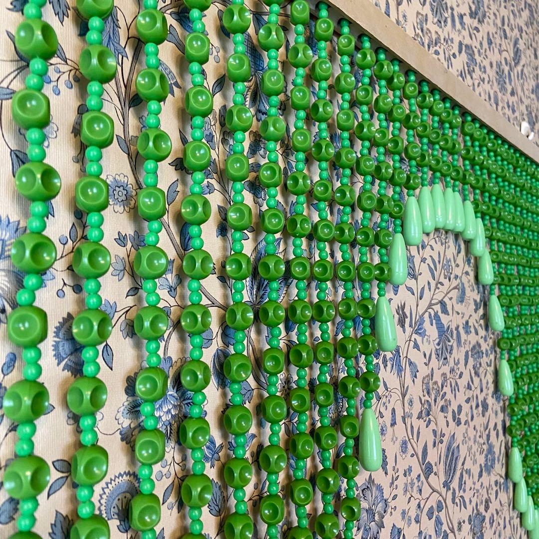 昭和レトロ　ビーズのれん　レトログリーン　当時物　レトロポップ