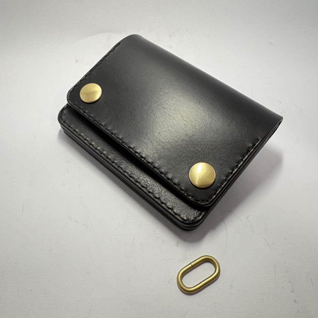 【本革】トラッカーウォレット　ショート　姫路レザー　ブラック　二つ折り財布