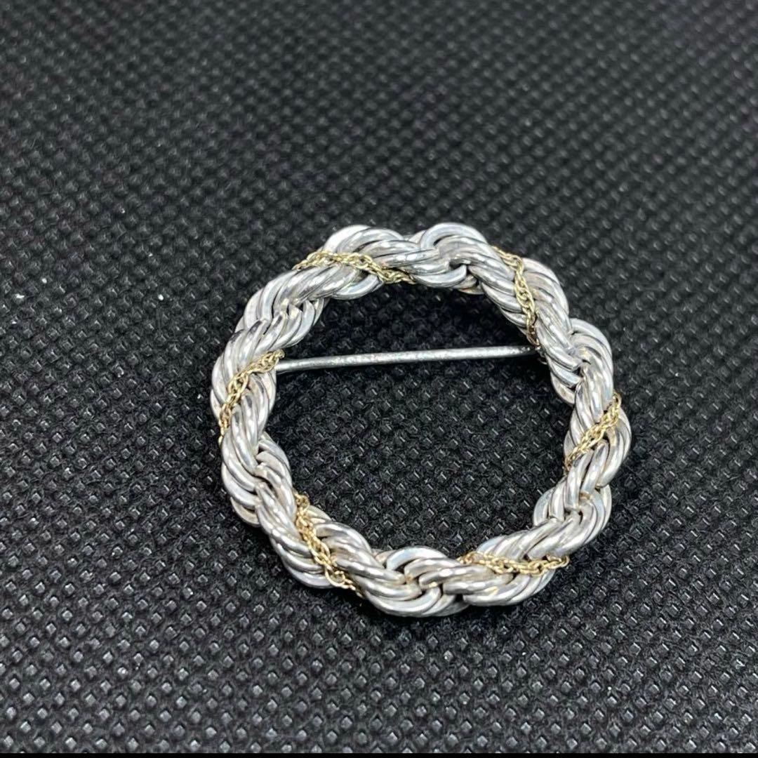 ティファニー　ブローチ　ツイスト　サークル　シルバー　18金　 #A-103