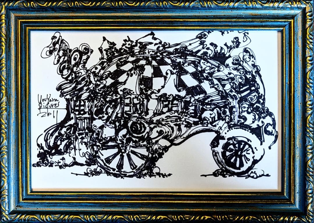 【真作1点物】「魔法の荷車」■東京藝大卒画家■松崎祐哉■創業年のレア作品