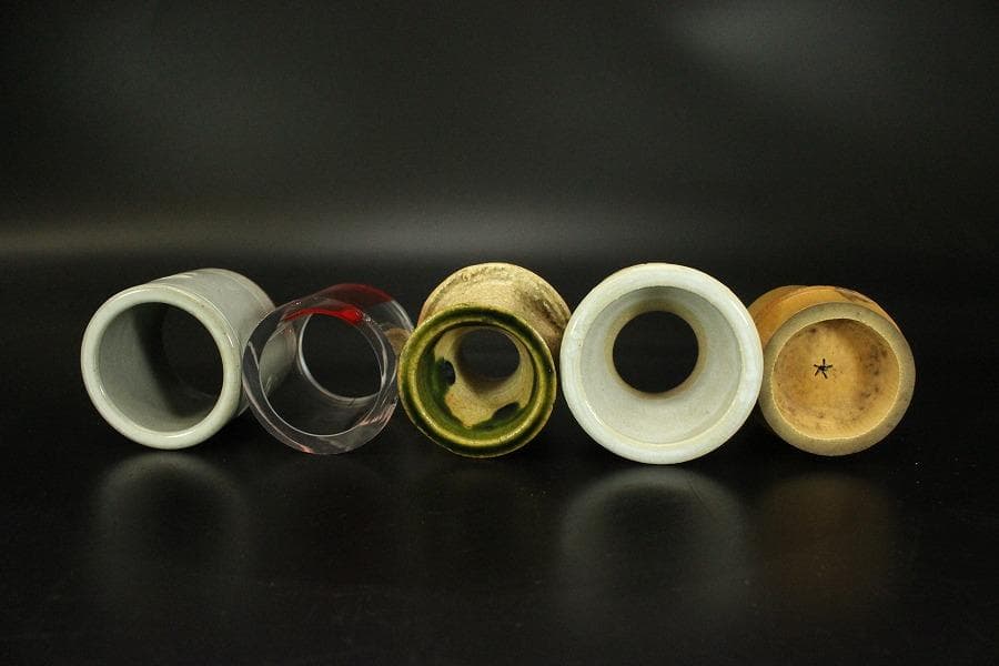 茶道具 蓋置 織部 ガラス 竹 他 五個 まとめて(A338)